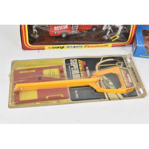 479 - A 1982 Hot Wheels boxed 'Play Settings' Firefighting scene, a Corgi 1001 HCB-Angus Firestreak, along... 