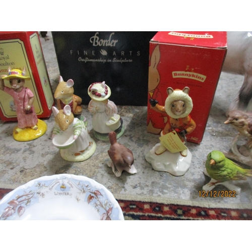 115 - A group of Beswick and Royal Doulton figures and animal models to include a dappled grey shire horse... 