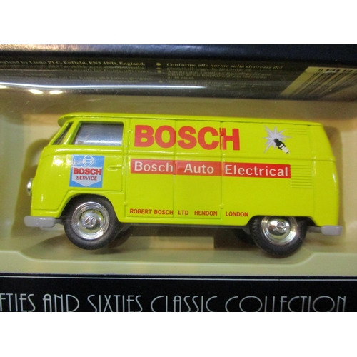 243 - A collection of boxed Days Gone vintage models, matchbox cars, buses and vans to include Kodak, Bosc... 