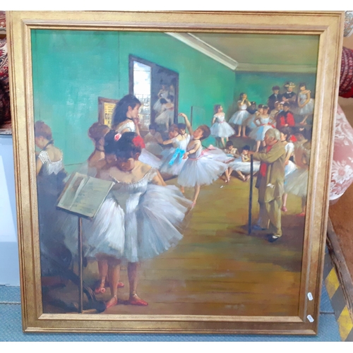 3 - A large oil on canvas, unsigned, of young ballerinas in practice, 80cm x 84cm
Location: BWR