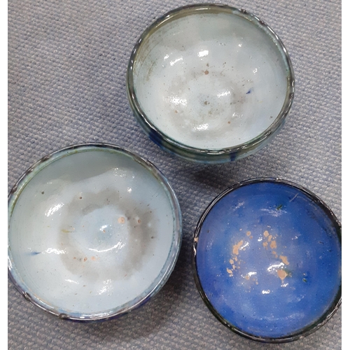 301 - Three blue glazed terracotta bowls, in the Chinese style A/F Location: 6.4