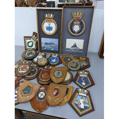 339 - A selection of crests to include some ships crests, mounted on wall hanging plaques
Location:A4F