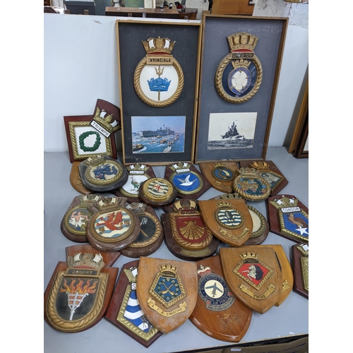 339 - A selection of crests to include some ships crests, mounted on wall hanging plaques
Location:A4F