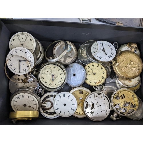 341 - A selection of pocket watch pars, wristwatches and travel clocks to include a late 18th/early 19th c... 