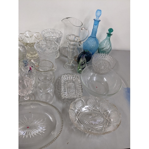 350 - Mixed glassware to include a moulded blue glass decanter and other items
Location:A4M