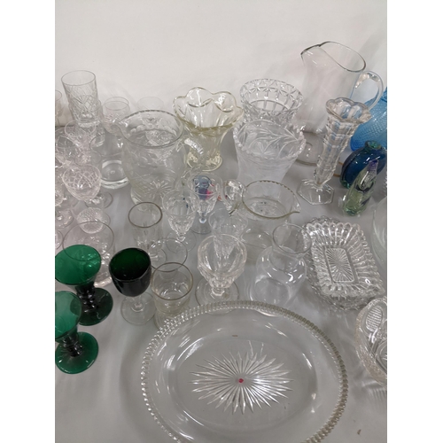 350 - Mixed glassware to include a moulded blue glass decanter and other items
Location:A4M