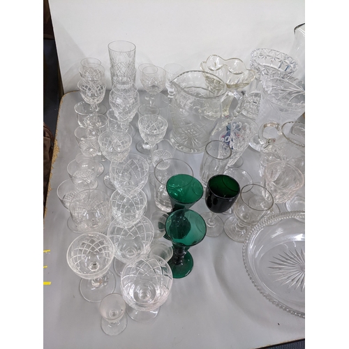 350 - Mixed glassware to include a moulded blue glass decanter and other items
Location:A4M