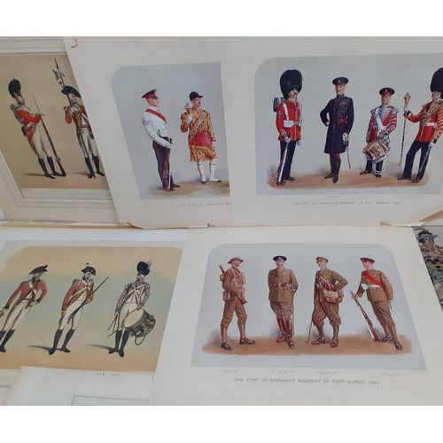 356 - A quantity of military prints depicting the changing fashions of uniform 1660's - 1925 together with... 