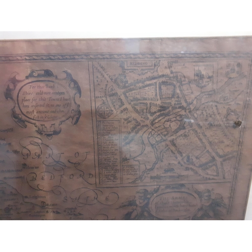 357 - A reproduction 1610 map of The Armes of those honourable families born of titles of Buckinghamshire ... 