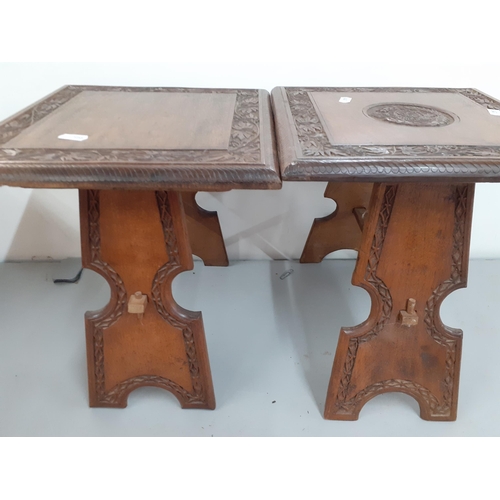 363 - Two small carved tables, one having a central crest carving of The Royal Engineers
Location:1.5