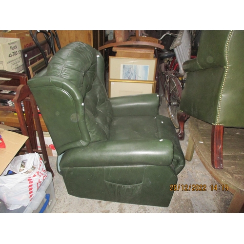 401 - Sherbourne Ti motion electric reclining armchair, upholstered in green button back leather Location:... 