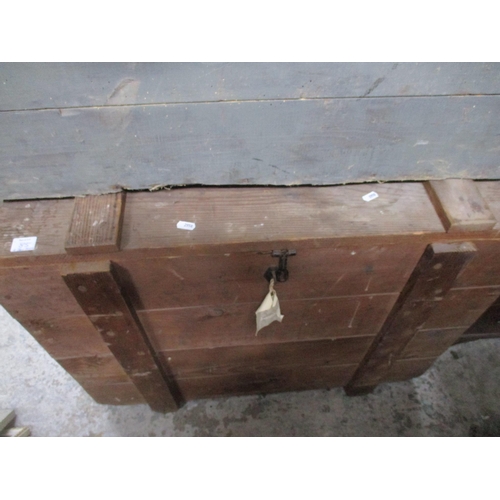 85 - Two vintage travelling chests, one in pine stamped with the name of a Royal Navy serviceman, the oth... 