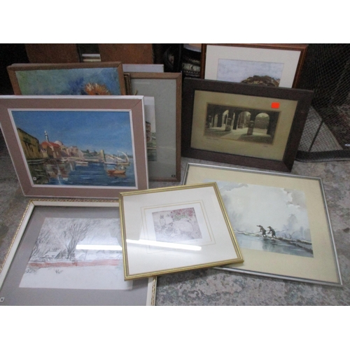 86 - A quantity of framed and unframed oil paintings, watercolours and other pictures to include Barry Pi... 