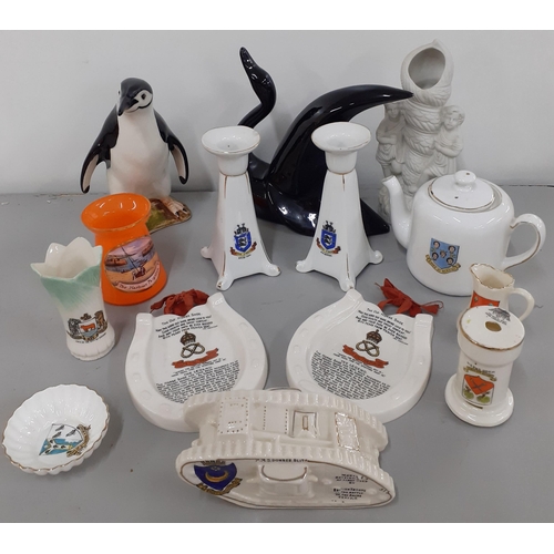 453 - A Bovey Pottery Co Chinstrap Penguin model, mixed Goss and similar ornaments and other items
Locatio... 