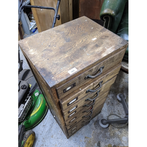 465 - A mid 20th century oak and plywood industrial chest of eight drawers
Location:G