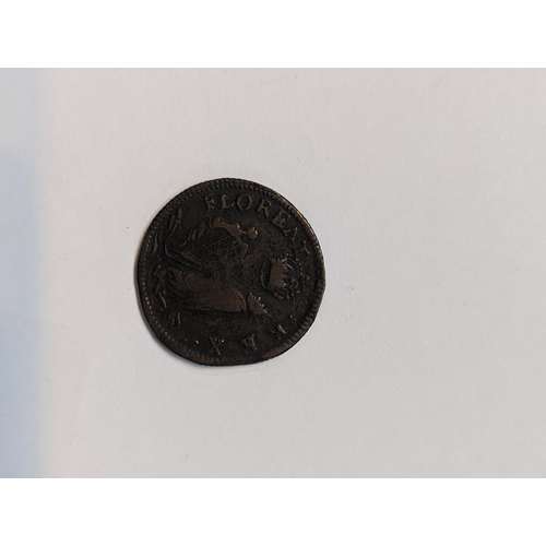 187 - Ireland - Charles II (1660-1685) St Patrick coinage, Farthing, Floreat Rex, King David playing the h... 