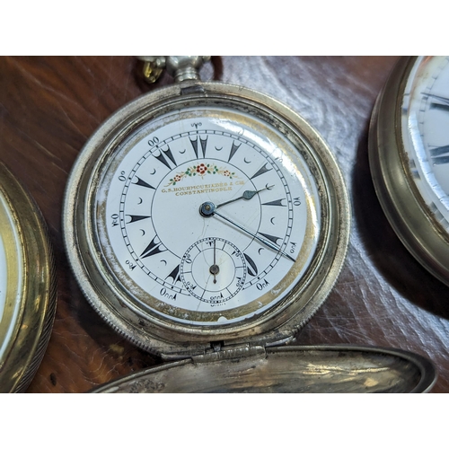 264 - An early 20th century J Dent of London 800 silver cased full hunter pocket watch, dial signed 'G S H... 