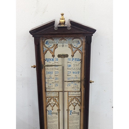 295 - A reproduction mahogany cased Admiral Fitzroy style barometer Location:LWM