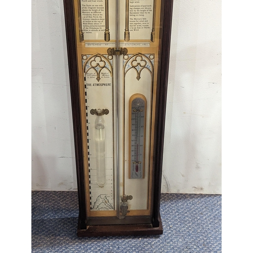 295 - A reproduction mahogany cased Admiral Fitzroy style barometer Location:LWM