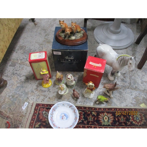 115 - A group of Beswick and Royal Doulton figures and animal models to include a dappled grey shire horse... 