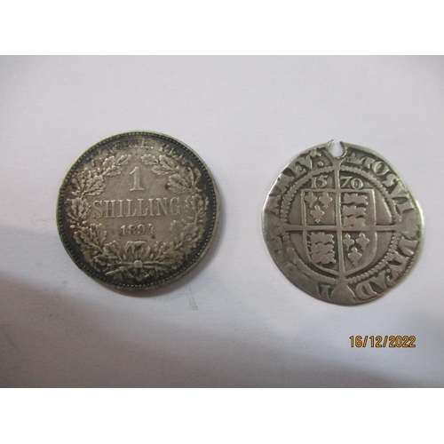 207 - An Elizabeth I 1570 silver hammered sixpence, and a South African 1894 one-shilling silver coin Loca... 