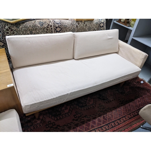 522 - A mid 20th century retro Scandinavian corner sofa with inset square topped coffee table 71cm h x 236... 