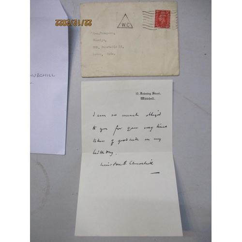 567 - Two facsimile letters from Winston Churchill and Clementine Churchill on number 10 Downing Street, W... 