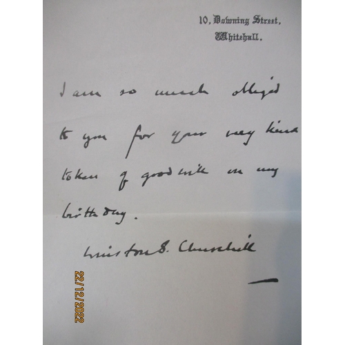 567 - Two facsimile letters from Winston Churchill and Clementine Churchill on number 10 Downing Street, W... 