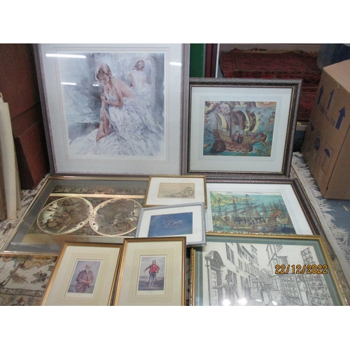 642 - A group of framed and glazed pictures to include a signed limited edition Gordon King print, titled ... 