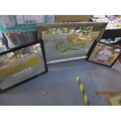 646 - A group of three framed pub wall mirrors to include one advertising Carlsberg 
Location: A2F