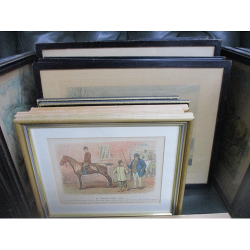 94 - A selection of framed and glazed hunting prints and others to include a Chinese hand coloured pictur... 