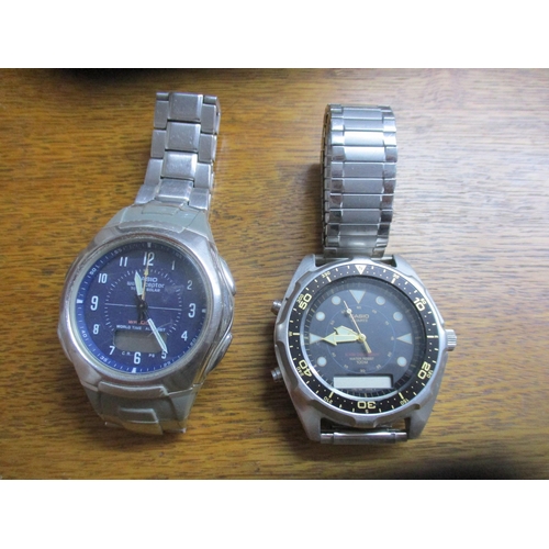 96 - A Casio ware Ceptor WR100M wristwatch and a Casio quartz alarm chronograph wristwatch Location:CAB3