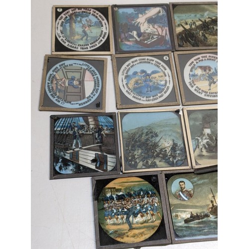 252 - A collection of coloured magic lantern slides, most nursery slides 
Location: A2B