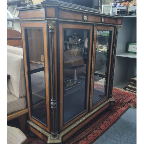 650 - A Victorian twin glazed dwarf cabinet with ormolu and crossbanded decoration 108cm x 103cm Location:... 