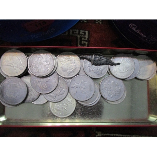 115 - A mixed lot to include a tin of Victorian pennies, and an Elizabeth II 'double headed' penny, reprod... 