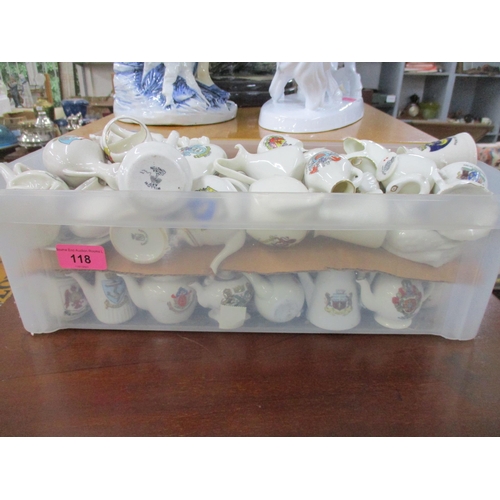 118 - A collection of various crested china pots and vases, and a collection of souvenir spoons Location:A... 