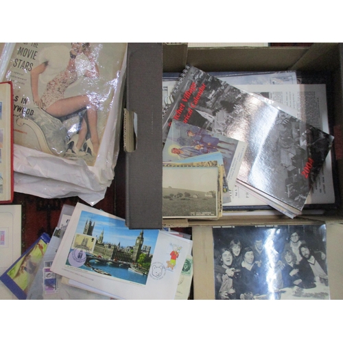 67 - A mixed lot of ephemera and stamps to include The Meteor and Swift Sure albums of world stamps, vari... 