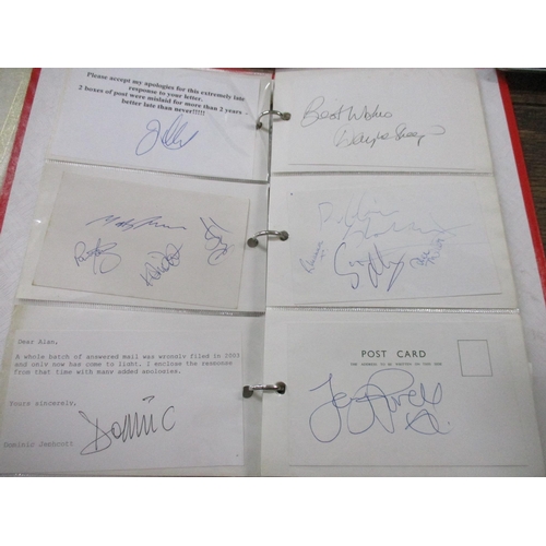 69 - An album of celebrity, TV and sport stars autographs to include Wayne Sleep, Jane Asher, Emmerdale c... 