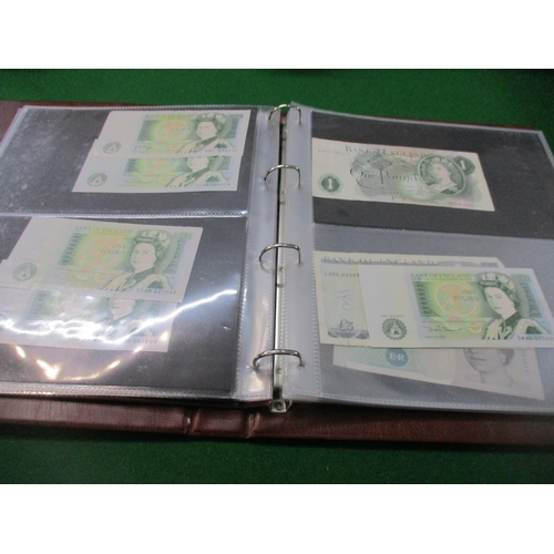 98 - An album of British banknotes to include 10-shilling notes, £1 notes, various dates, £5 and £10 note... 