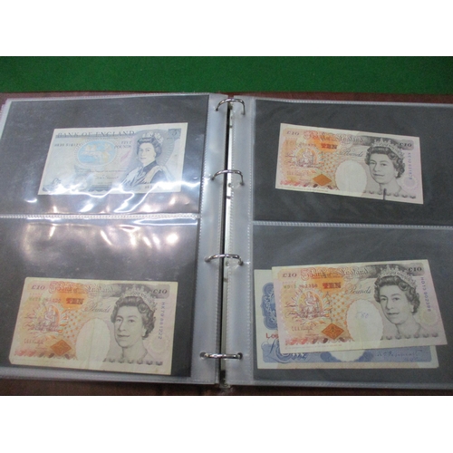 98 - An album of British banknotes to include 10-shilling notes, £1 notes, various dates, £5 and £10 note... 