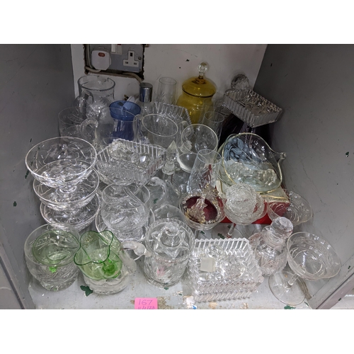 167 - Mixed glassware to include decanters, cutlery rests, large cut crystal vase
Location:LWB