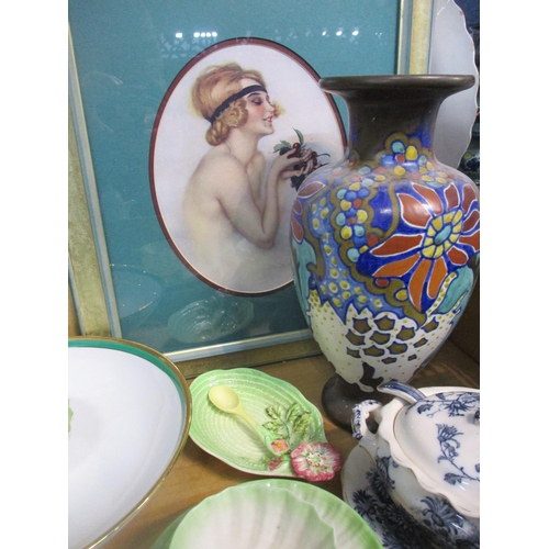 48 - A mixed lot of Art Deco and later ceramics to include a Hollohaza cabaret set on tray, Beleek china,... 