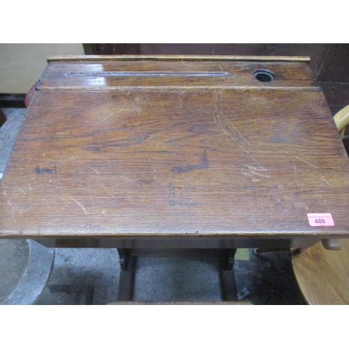 488 - An early 20th century school desk with hinged lid and chair Location:G