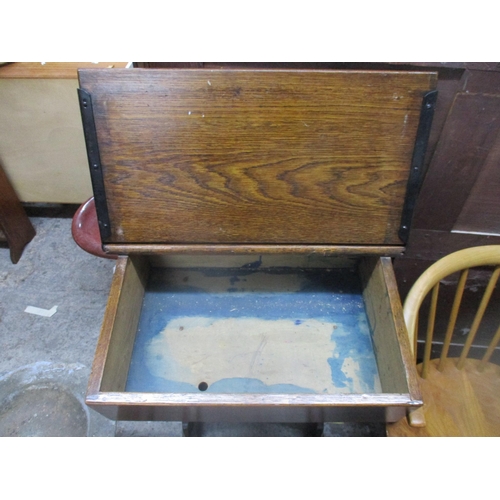 488 - An early 20th century school desk with hinged lid and chair Location:G