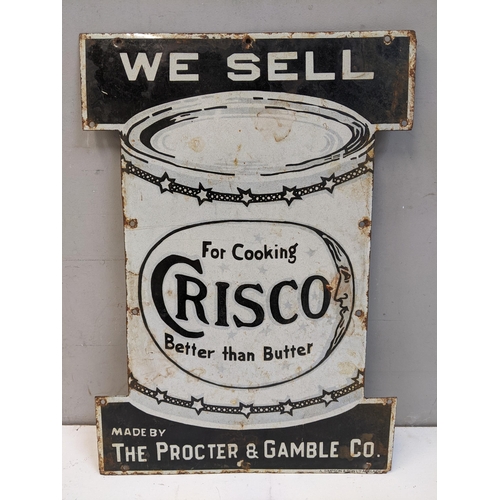 267 - A late 20th century 'Crisco' enamelled advertising sign, 
51cm x 35.5cm
Location: BWR