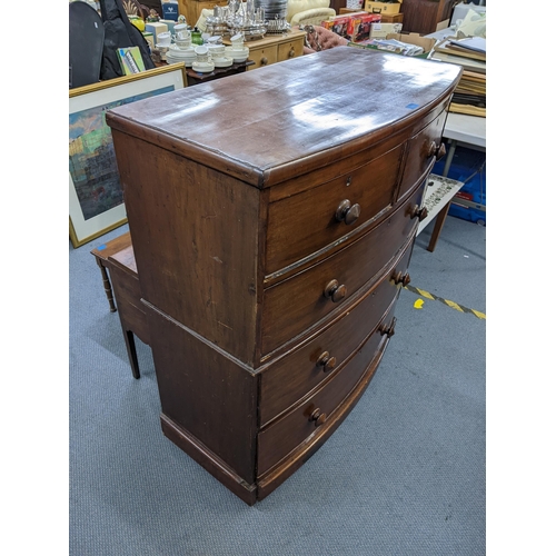 268 - A Victorian mahogany bow front chest of two short and three long drawers 118cm h x 99.5cm w
Location... 