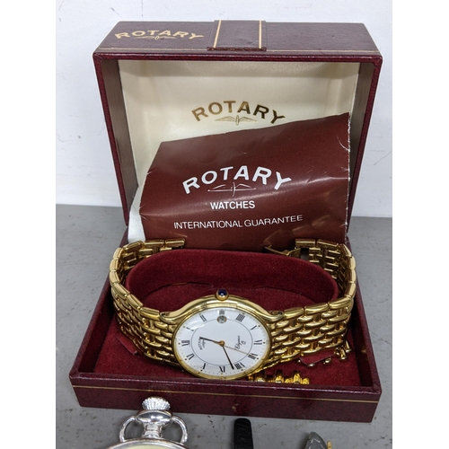 112 - Mixed watches to include a boxed Rotary Elegance gold plated wristwatch
Location: TABLE