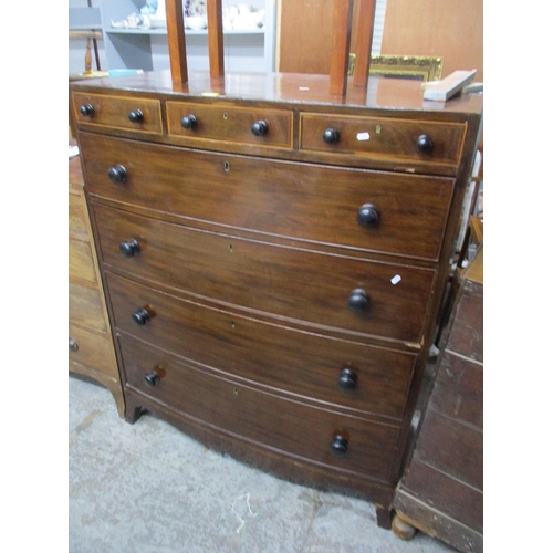 137 - A Victorian mahogany bow fronted chest of drawers, three short drawers over four graduated drawers w... 