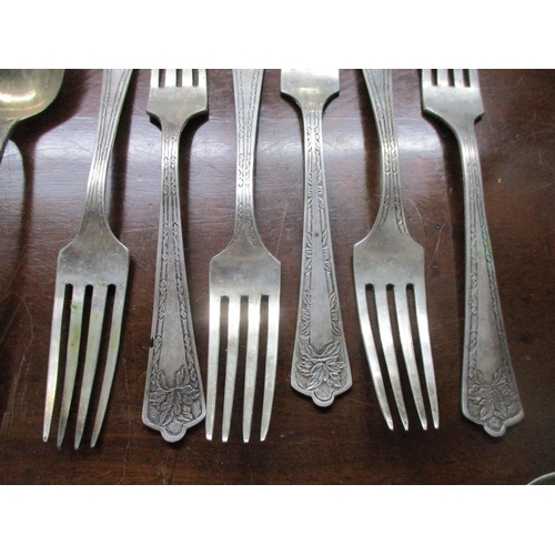 161 - Silver flatware to include a set of six Chinese forks, a mixed Georgian spoons of various dates and ... 