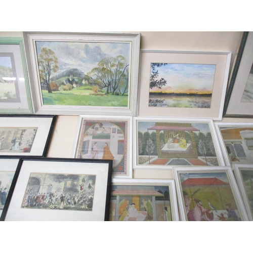 162 - A selection of prints and paintings to include a pencil drawing by Kim Cleeve, and a set of five 19t... 